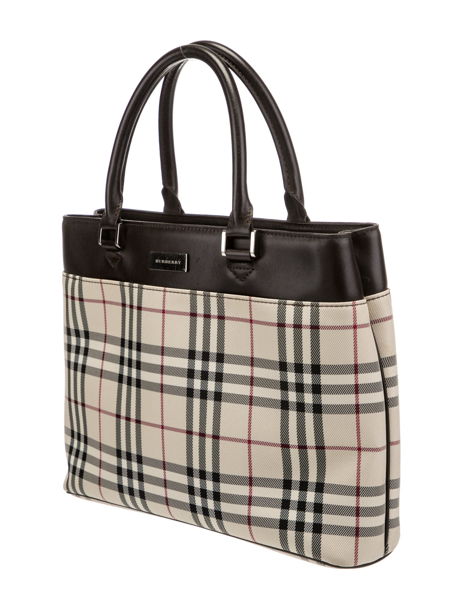 Burberry Leather Trimmed Handle Bag